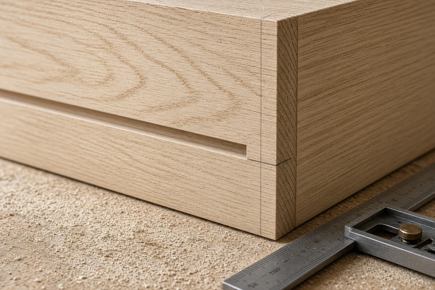 Dado joint in white oak plywood